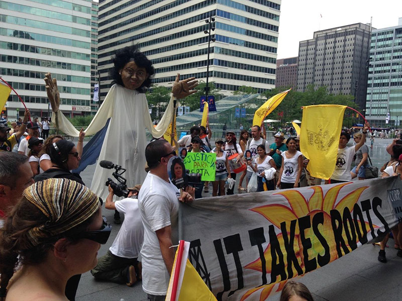 The Grassroots Global Justice Alliance's People's Caravan at Philadelphia City Hall at the 2016 Democratic National Convention