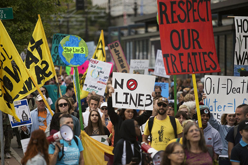 Stop Line 3 protestors march in Minnesota. Ellen Schmidt / MPR News