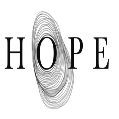 A finger print stamp is put on the background of the O in "HOPE"