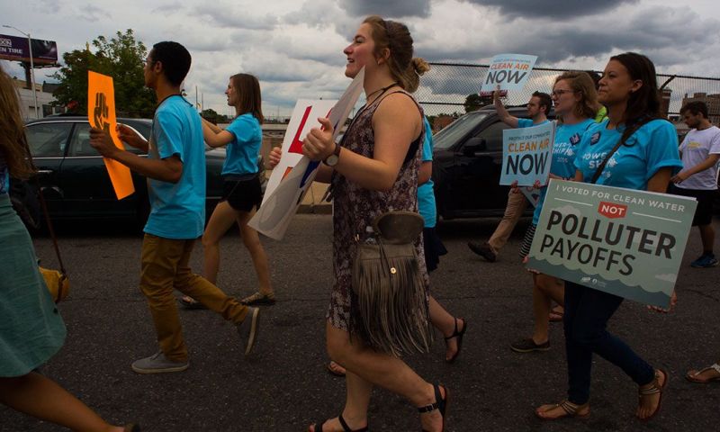 Protestors marching for clean air